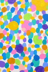 Colorful acrylic painting of point and circle different colors