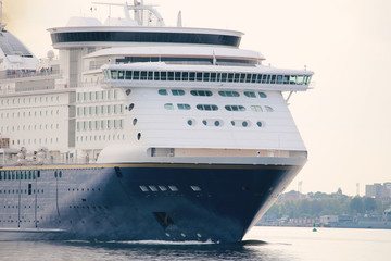 Cruise ship at the exit of a harbor