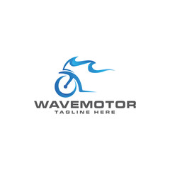 Wave Motorcycle Logo Vector Icon Illustration