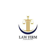 Law Firm logo and icon design template-vector