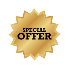 Special offer gold badge, Discount advertisement banner.