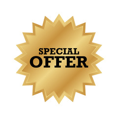 Special offer gold badge, Discount advertisement banner.