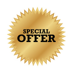 Special offer gold badge, Discount advertisement banner.