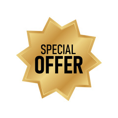 Special offer gold badge, Discount advertisement banner.