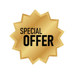 Special offer gold badge, Discount advertisement banner.
