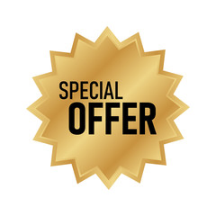 Special offer gold badge, Discount advertisement banner.