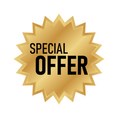 Special offer gold badge, Discount advertisement banner.