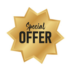 Special offer gold badge, Discount advertisement banner.