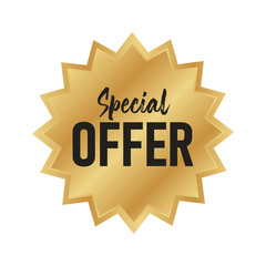 Special offer gold badge, Discount advertisement banner.