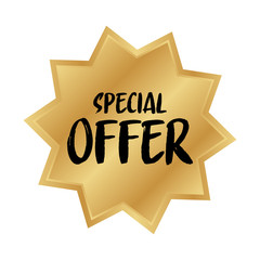 Special offer gold badge, Discount advertisement banner.