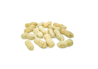 peanuts in shell isolated on white background. Dried peanuts for snack