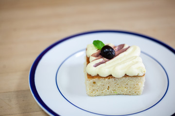 Frosted slice of cake