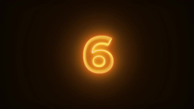 Orange Yellow Neon Glow Ten seconds Countdown Futuristic Fly in Modern Digital Line Effect Counting Timer