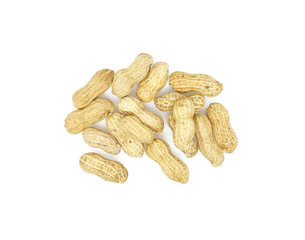 Top view peanuts in shell isolated on white background.