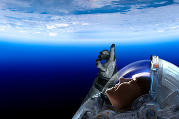 Exploring outer space. Mixed media