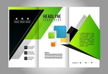Brochure mock up design template for business, education, advertisement. Trifold booklet editable printable vector illustration. 
