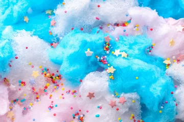 Rolgordijnen Tasty cotton candy with sprinkles, closeup © Pixel-Shot
