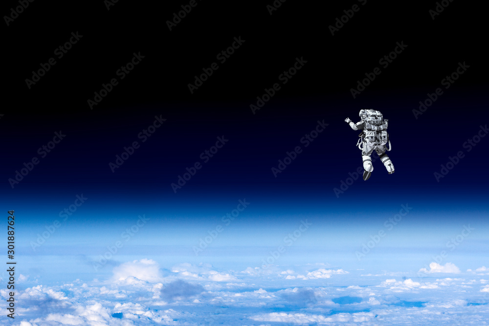Wall mural exploring outer space. mixed media