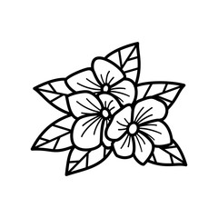 flowers and leaves line art vector