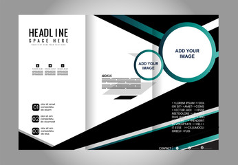 Naklejka premium brochure design template vector tri-fold geometric abstract 