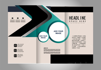 Brochure mock up design template for business, education, advertisement. Trifold booklet editable printable vector illustration. 