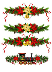 Christmas decorations with fir tree golden jingle bells