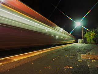 light trails on motorway at night