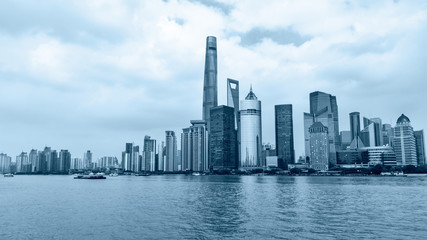 Naklejka premium Shanghai famous landmark architectural landscape