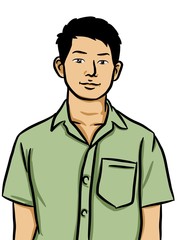 cartoon cute man on white background