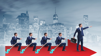 The team of businessmen in teamwork concept with boat © Elnur