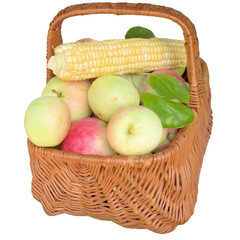 Baskets with fruit and vegetables.
