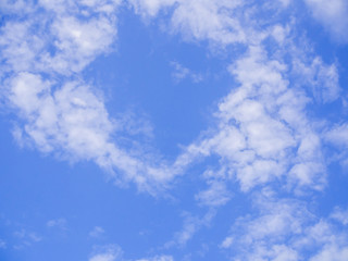 Blue sky and wispy white clouds at a sunny and white cloud in the afternoon