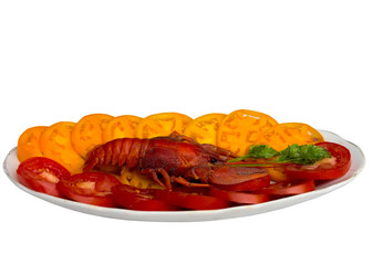 Boiled crayfish closeup.