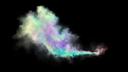 colorful smoke isolated on black background. a little noise on smoke because it's smoke. 3d renderings.