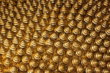 Hair part of Thai Buddha statue art  wall background.