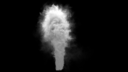 Fototapeta na wymiar White smoke pollution isolated on black background. 3d renderings.