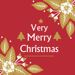 Fototapeta premium Unique leaf flower frame, for lettering of very merry christmas background. Vector