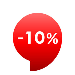 Sale - minus 10 percent - red gradient tag isolated - vector