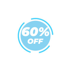 60 percent off sale label design template vector