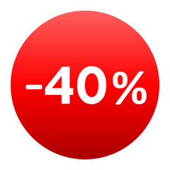 Sale - minus 40 percent - red gradient tag isolated - vector