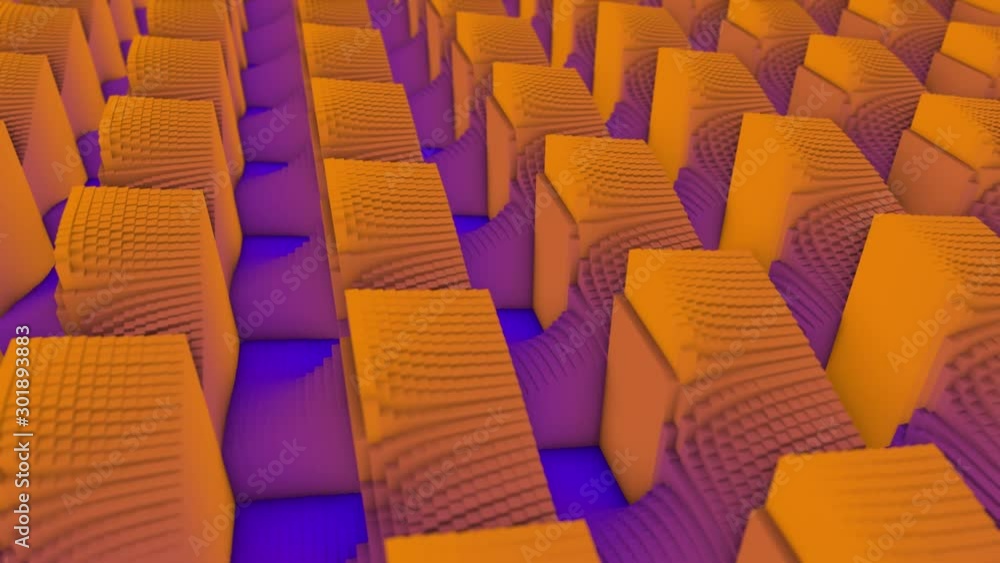 Poster abstract background of colored cubes on the floor. animation. multicolored abstract animation of col