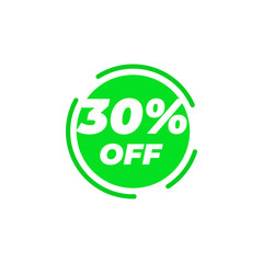 30 percent off sale label design template vector