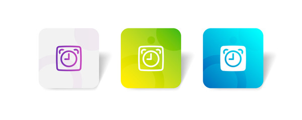clock round icon in outline and solid style with colorful smooth gradient background, suitable for mobile and web UI, app button,  infographic, etc