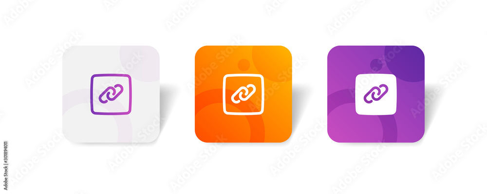 Fototapete chain link round icon in outline and solid style with colorful smooth gradient background, suitable for mobile and web UI, app button,  infographic, etc