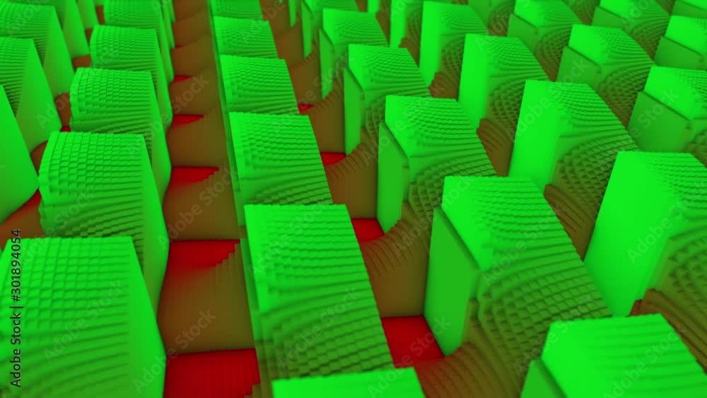 Poster abstract background of colored cubes on the floor. animation. multicolored abstract animation of col