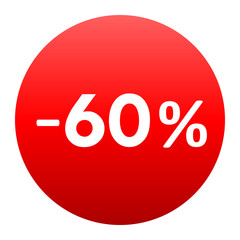 Sale - minus 60 percent - red gradient tag isolated - vector