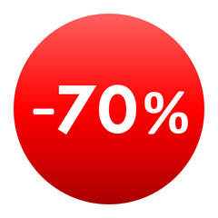 Sale - minus 70 percent - red gradient tag isolated - vector
