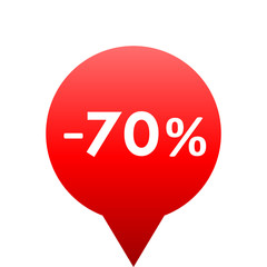 Sale - minus 70 percent - red gradient tag isolated - vector