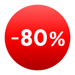 Sale - minus 80 percent - red gradient tag isolated - vector