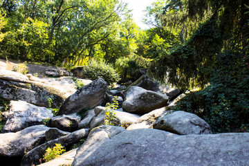 Huge stones in the park the sofiyevsky park.